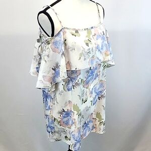 Floral Cold Shoulder Top Women's Vision Brand Size Small